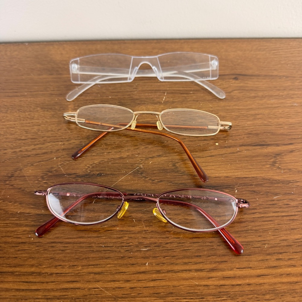 Lot 3 Women's Reading Eyeglasses Y2K Oval Metal Rimless Frames +1.50